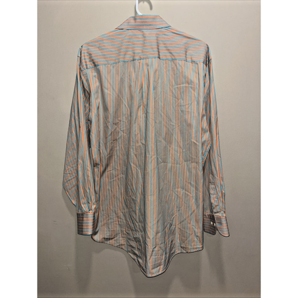 Peter Millar Men's Orange Green Striped Button Up Cotton M Business Casual - Picture 5 of 12
